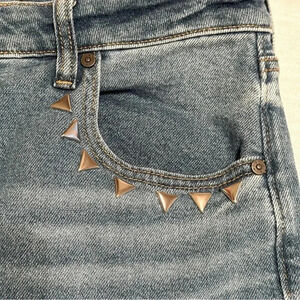 Hale Jeans Jagger Davie High Rise Mini Bootcut Womens 31 Triangle Studs Grunge